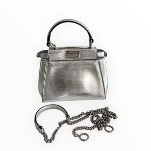 Fendi Silver Lizard Mini Peekaboo